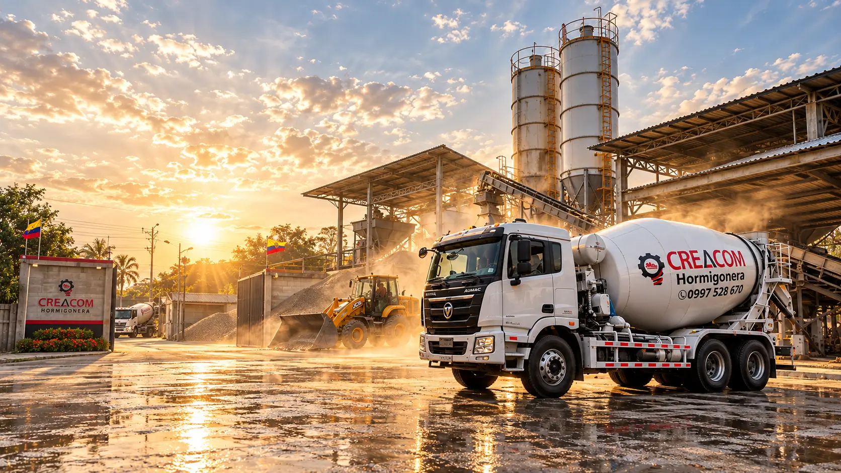 Planta de Creacom Hormigonera con un mixer en El Empalme
